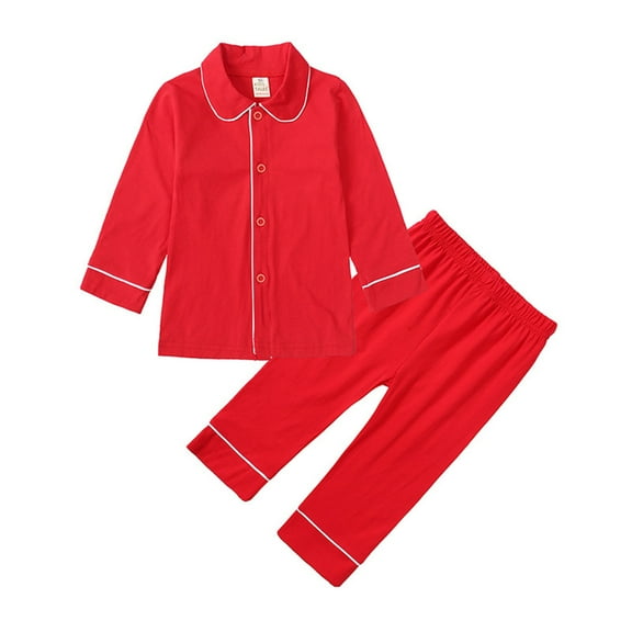 Vividxx Pajamas For Boys Toddler Boys Long Sleeve Christmas Red Solid Color Pajamas For Children Cardigans For Children Sleepwear Tops Pants 2Pcs Outfits Clothes Set 2-3 Years