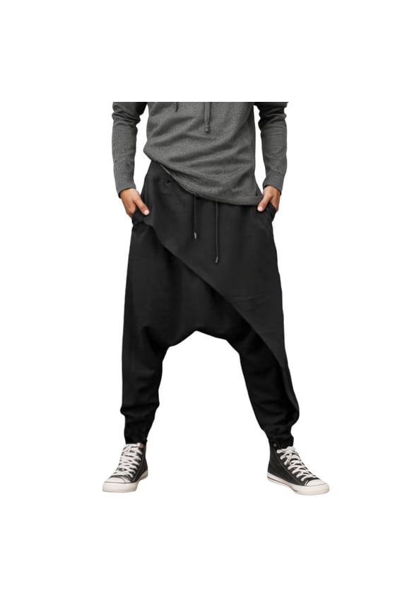 Pants For Men Men's Solid Color Irregular Hem Harem Trousers Streetwear Fashion