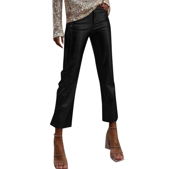 Vividxx Pants For Women 2025 Fashion Casual Pu Pants Straight Pants Solid Color Pants Comfy Vintage
