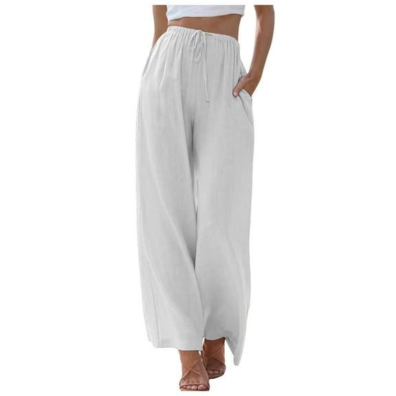 Vividxx Pants For Women High Waisted Wide Leg Pants Fashion Drawstring Elastic Trousers Comfy Straight Leg Long Pants With Pockets Comfy Vintage
