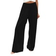 thumbnail image 1 of Vividxx Pants For Women Fashion Linen Pants For Women High Waisted Wide Leg Loose Fit Palazzo Pants Casual Beach Trouses With Two Pockets Casual Trousers, 1 of 6