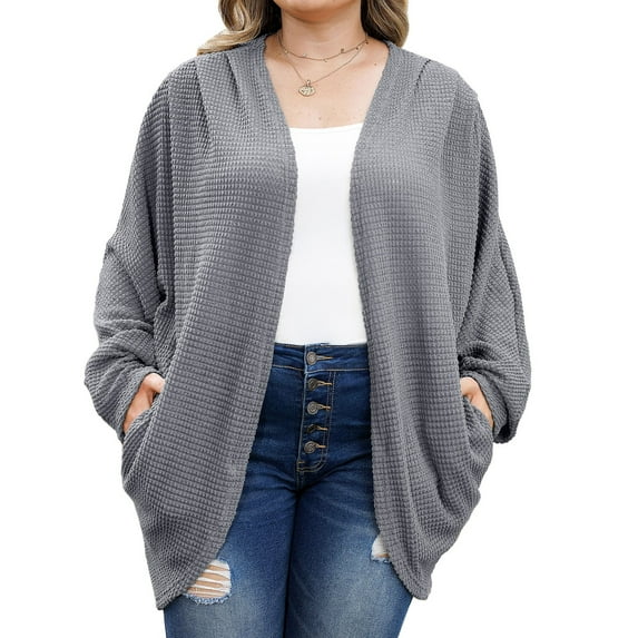 Vividxx Plus Size Versatile Knitted Cardigan Long Sleeve Loose Fit Mid Length Outerwear For Casual Wear 2025 Fall Trendy Clothes