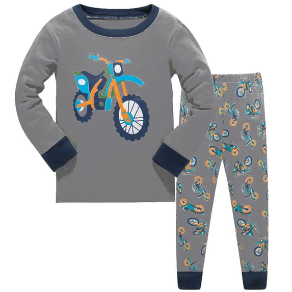Vividxx Soft Pajamas Sets For Kids Boys Pajamas Bike Cartoon Printed Kids 2 Piece Pj's Long Sleeve Sleepwear Clothes Set Outfits 4-5 Years