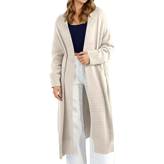 Vividxx Stylish Long Knitted Cardigan Casual Sweater Coat For Everyday Wear Versatile Open Front Design Layering Piece For All Seasons Fashion Clothes