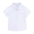 thumbnail image 1 of Vividxx Summer Boys Children Short Sleeved Button Down White Shirt Lightweight And Versatile For Various Occasions Solid Color Toddler O-Neck Cute Dailywear, 1 of 9
