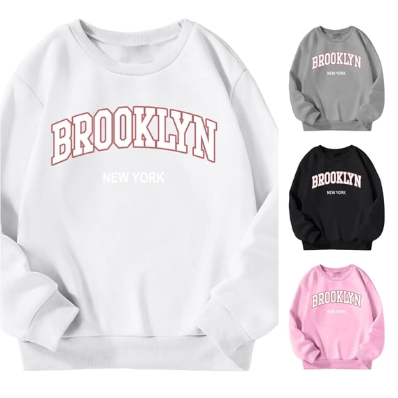 Vividxx Sweatshirts For Girls Casual Crewneck Sweatshirts Fall Letter Print Oversized Long Sleeve Pullover Shirt Lightweight Classic 5-6 Years