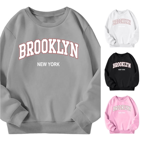 Vividxx Sweatshirts For Girls Casual Crewneck Sweatshirts Fall Letter Print Oversized Long Sleeve Pullover Shirt Lightweight Trendy Fashion 6-7 Years