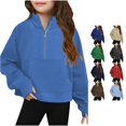 thumbnail image 1 of Vividxx Sweatshirts For Girls Casual Half Zip Sweatshirt Long Sleeve Pullovers Tops Kids Lightweight Fall Clothes Fashion Clothes 150, 1 of 5