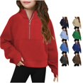 thumbnail image 1 of Vividxx Sweatshirts For Girls Casual Half Zip Sweatshirt Long Sleeve Pullovers Tops Kids Lightweight Fall Clothes Streetwear 120, 1 of 5