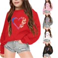 thumbnail image 1 of Vividxx Sweatshirts For Girls Kids Heart Print Crewneck Sweatshirt Tops Fall Winter Long Sleeve Pullover Shirt Streetwear 5-6 Years, 1 of 6