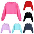 thumbnail image 1 of Vividxx Sweatshirts For Girls Kids Long Sleeve Crewneck Pullovers Tops Solid Color Sport Cropped Sweatshirt Fashion Clothes 11-12 Years, 1 of 5