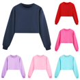 thumbnail image 1 of Vividxx Sweatshirts For Girls Kids Long Sleeve Crewneck Pullovers Tops Solid Color Sport Cropped Sweatshirt Fashion Clothes 9-10 Years, 1 of 5
