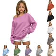 thumbnail image 1 of Vividxx Sweatshirts For Girls Off Shoulder Long Sleeve Sweatshirt Kids Solid Color Cozy Everyday Pullovers Tops Relaxed Fit Stylish Classic 3-4 Years, 1 of 5