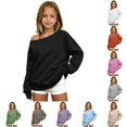 thumbnail image 1 of Vividxx Sweatshirts For Girls Off Shoulder Long Sleeve Sweatshirt Kids Solid Color Cozy Everyday Pullovers Tops Relaxed Fit Stylish Comfortable 11-12 Years, 1 of 5