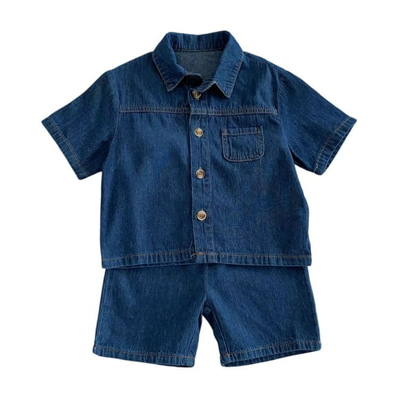 Vividxx Toddler Boy Clothes Boys Outfits Set Summer Casual Denim Short Sleeve Shirt And Pants Two Piece Outfit For Toddler Kids Comfortable Breathable Stylish 3-4 Years