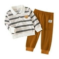 thumbnail image 1 of Vividxx Toddler Boy Clothes Boys Outfits Sets Casual Striped Lapel Long Sleeve Shirt Pants Toddler Clothes For Daily Wear Outdoor Activities 9-12 Months, 1 of 9