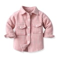 thumbnail image 1 of Vividxx Toddler Boys Girls Shirt Coats Jacket Plaid Long Sleeve Kids Lapel Button Tops Outwear Breathable Outwear, 1 of 3