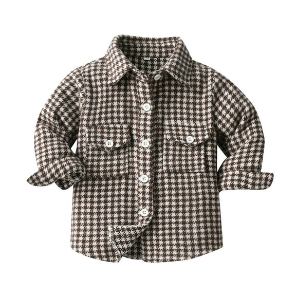 Vividxx Toddler Boys Girls Shirt Coats Jacket Plaid Long Sleeve Kids Lapel Button Tops Outwear Trendy Outwear
