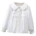 thumbnail image 1 of Vividxx Toddler Girl Button Down Shirt Kids Long Sleeve Party Blouses Elegant Ruffled Shirts Tops Vacation, 1 of 3