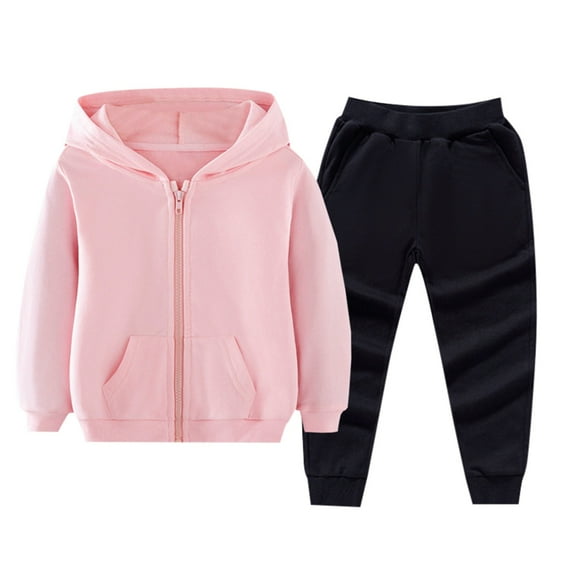Vividxx Toddler Girl Clothes Sets Children Coat Suits For Boys And Girls Autumn Winter Solid Color Children's Zipper Shirt Pants Two Piece Suit 130