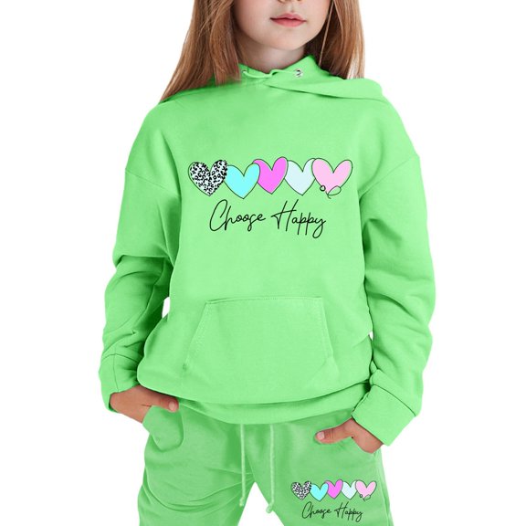 Vividxx Toddler Girl Clothes Sets Children Kids Boys And Girls Long Sleeve Letter Printed Lightweight Hoodie Sweatshirts And Long Pants Set Outfit 6-7 Years