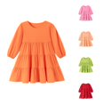 thumbnail image 1 of Vividxx Toddler Girl Dress Long Sleeve Fall Dress Ruffle A-Line Cute Casual Dress Solid Color Daily Wear Party 3-4 Years, 1 of 5