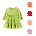 thumbnail image 1 of Vividxx Toddler Girl Dress Long Sleeve Fall Dress Ruffle A-Line Cute Casual Dress Solid Color Daily Wear Party 4-5 Years, 1 of 5