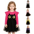 thumbnail image 1 of Vividxx Toddler Girl Halloween Dress Long Sleeve Cartoon Print Mesh Tutu Dress Party Outfit for Kids 12-18 Months, 1 of 9