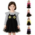 thumbnail image 1 of Vividxx Toddler Girl Halloween Dress Long Sleeve Cartoon Print Mesh Tutu Dress Party Outfit for Kids 2-3 Years, 1 of 9