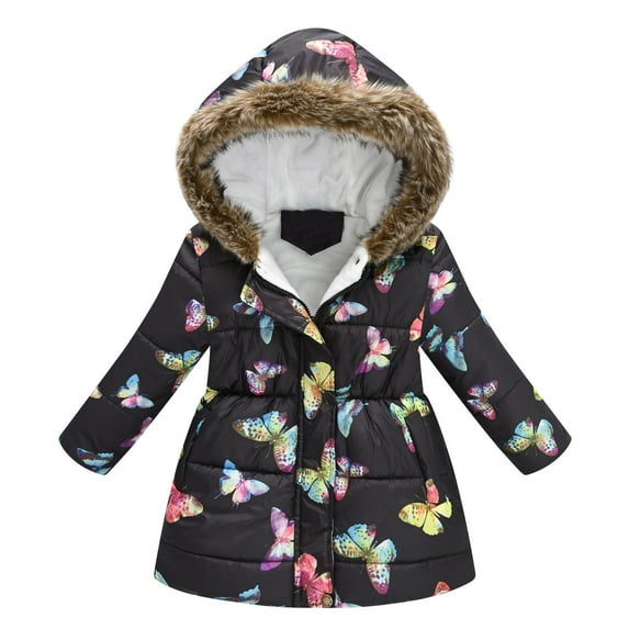 Vividxx Toddler Girls Jacket Boys Girls Winter Cartoon Printed Hooded Jacket Thicken Windproof Zipper Warm Outwear Coats For Boys And Girls 4-5 Years