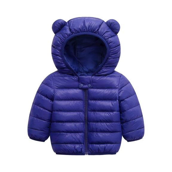 Vividxx Toddler Girls Jacket Boys Girls Winter Long Sleeve Solid Color Coat Hooded Jacket Thicken Windproof Zipper Warm Outwear Toddler Boys Girls Clothes 9-12 Months