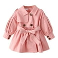 thumbnail image 1 of Vividxx Toddler Girls Jacket Fall Toddler Kids Baby Girls Long Sleeve Lapel Solid Color Double Belt Windproof Coat Kids Coats Windbreaker Casual Outerwear 18-24 Months, 1 of 6