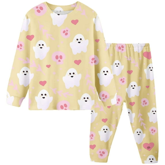 Vividxx Toddler Girls Pajamas Boys Halloween Cartoon Print Pajama Set Kids Sleepwear Outfit Soft Comfortable 2 Piece Childrens For Daily Wear Holiday Party 3-4
