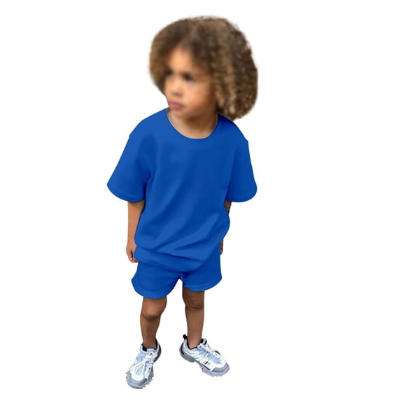 Vividxx Toddler Kids Baby Boys Girls 2PCS Tracksuit Summer Outfits Sets Solid Color Short Sleeve T-Shirt With Shorts Set Boho Dailywear