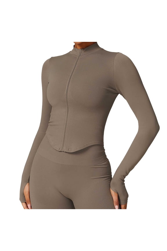 Women 2 Piece Seamless Ribbed Workout Sets With Zip Up Jacket High Waisted Gym Yoga Leggings Casual Soft