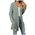 thumbnail image 1 of Vividxx Women 2025 Autumn Mid Long Cardigan Casual Long Sleeve V Neck Knitted Sweater Cardigans With Pocket Fashion, 1 of 9