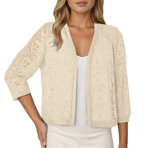 Vividxx Women's Elegant Lace Cardigan Short Sleeve Knit Sweater Lightweight Comfortable Casual Tops For Ladies Fall Outfits 2025