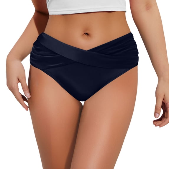Vividxx Women's High Waisted Bikini Bottoms Women Front Swimsuit Ruched Bathing Suit Bottoms Summer Comfortable Beachwear