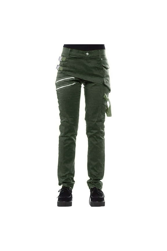 Women's Pants Halloween Slim Denim Pants Women Solid Color Side Handsome Gothic Retro Trousers Fashion Outfits Clothes