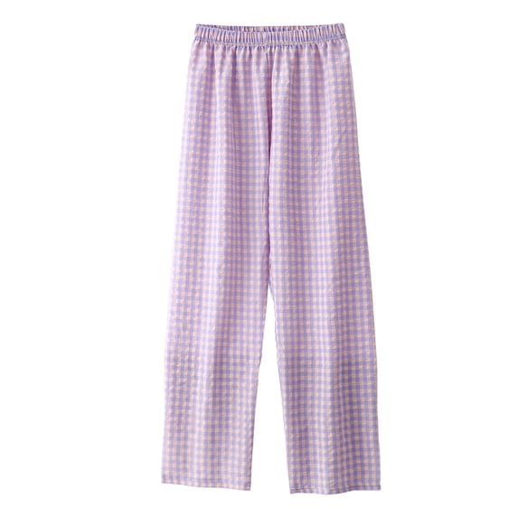 Vividxx Women's Pants Women's Casual Plaid Print Elastic Waist Drawstring Pants Comfy Trousers Soft Comfy Loose Fit Slacks Trousers Loose Fit Beach Trousers