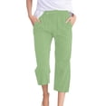 thumbnail image 1 of Vividxx Women's Pants Women's Casual Solid Color Weave Breathable 7/8 Pants Soft Comfy Loose Fit Slacks Trousers Vacation Trousers, 1 of 4
