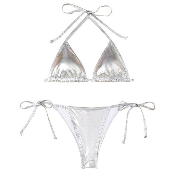 Vividxx Womens Bikini Sets Shiny String Padded Swimsuit Summer Comfortable Beach Vacation Outfits