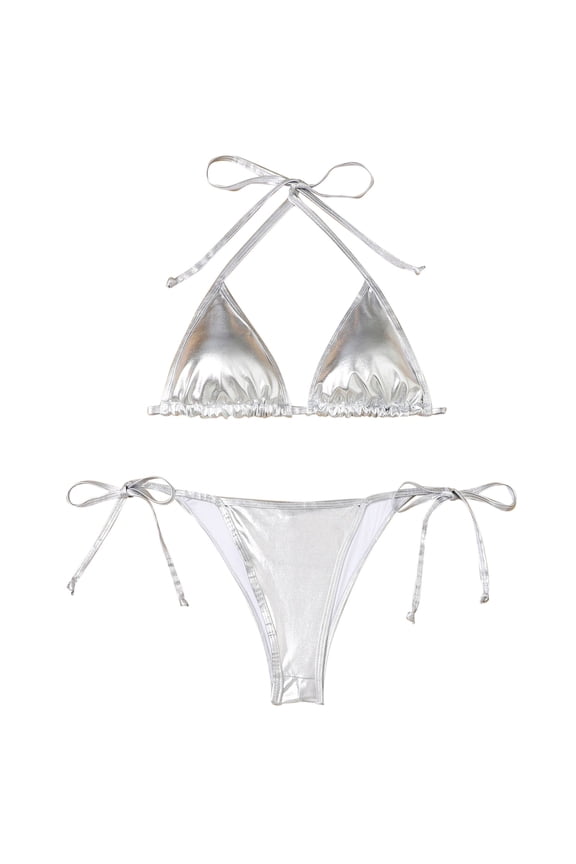 Womens Bikini Sets Shiny String Padded Swimsuit Summer Comfortable For Beach Vacation 2026