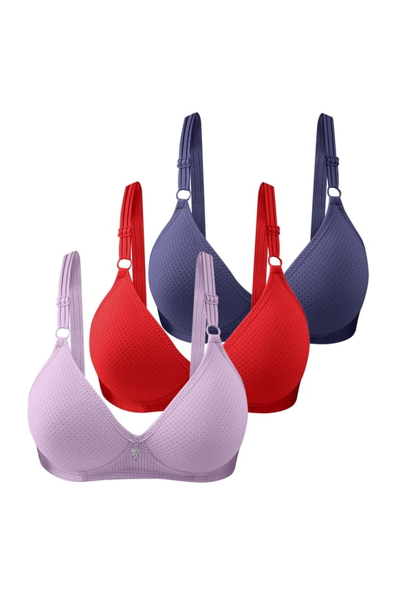 Womens Bras 3 Pack Women's Front Side Buckle Lace Edge No Underwire Movement Seamless Gathering Adjustment Yoga Sleep Large Bra Breathable