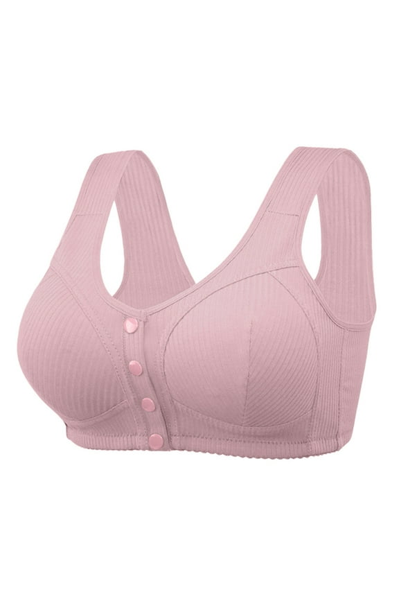 Womens Bras Ladies Comfortable New Thread Cloth Pure Front Button Medium And Old Age Large Size No Underwire Bra Classic