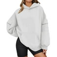 thumbnail image 1 of Vividxx Womens Long Hooded Sweatshirt Oversized Pullover Casual Loose Fit Pocket Front Long Sleeve Solid Color Fall Winter Fashion Outerwear Top 2025 Fall Trendy Clothes, 1 of 6