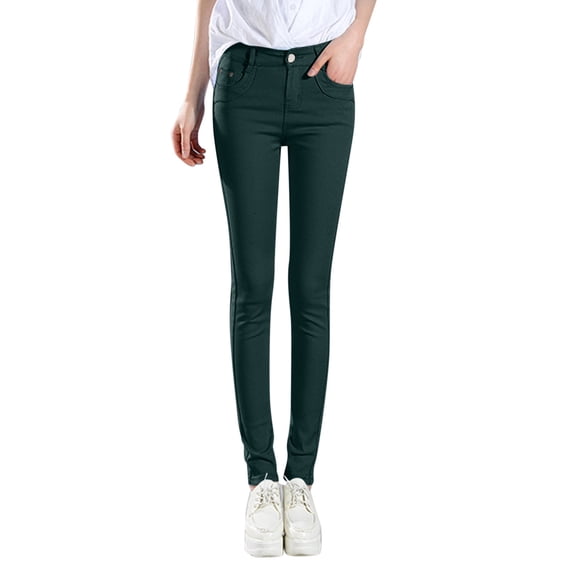 Vividxx Womens Pants Women High Rise Fashion Jean Classic Solid Color Ankle Jeans Casual Regular Tight Fitting Jeans Casual Trousers