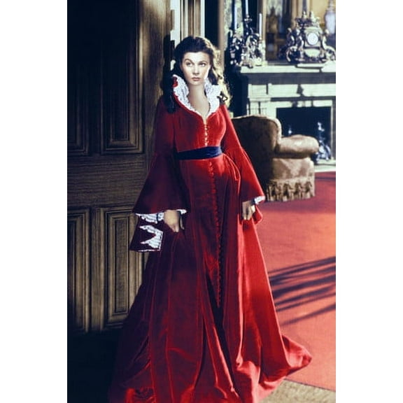 Vivien Leigh In Stunning Red Velvet Dress Gone With The Wind 24X36 Poster
