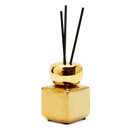 Vivience Fol Oil Reed Diffuser Aromatherapy Diffuser Home Decor, Iris & Rose, Matte Gold