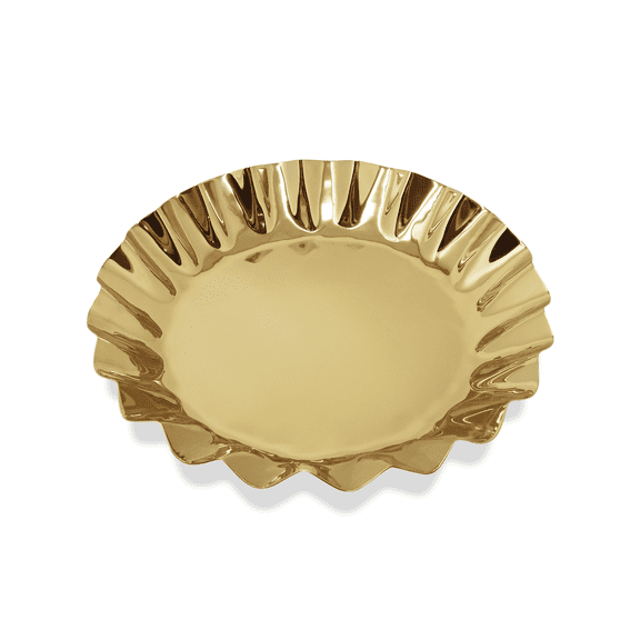 Vivience Fol Wavy Serving Tray Platter Stainless Steel Decorative Tray Home Decor, Gold